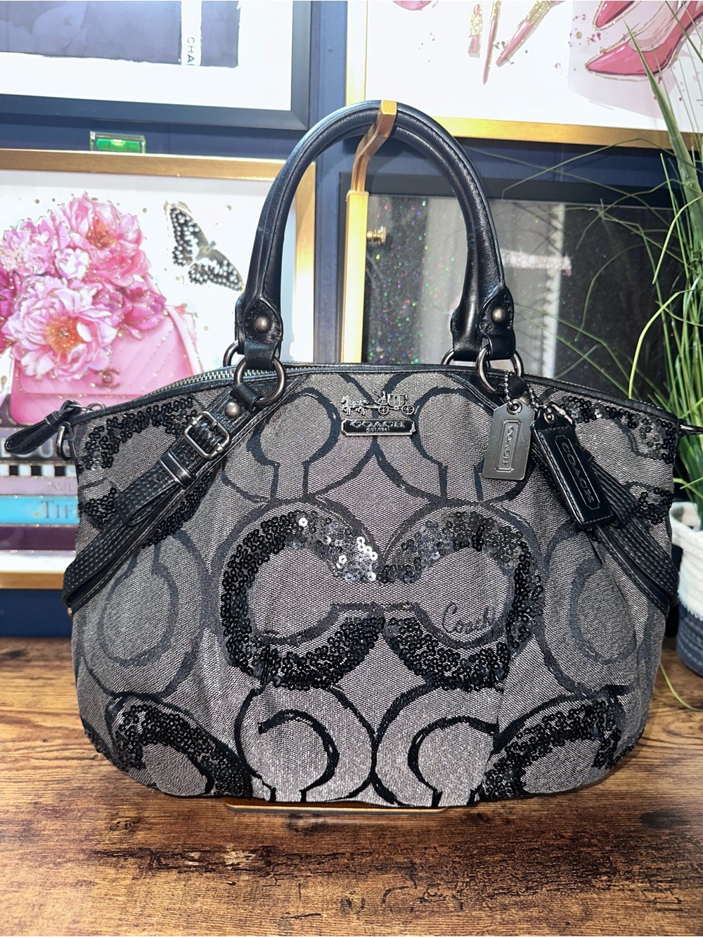 2011 Coach Madison Sequin Op Art Sophia Satchel